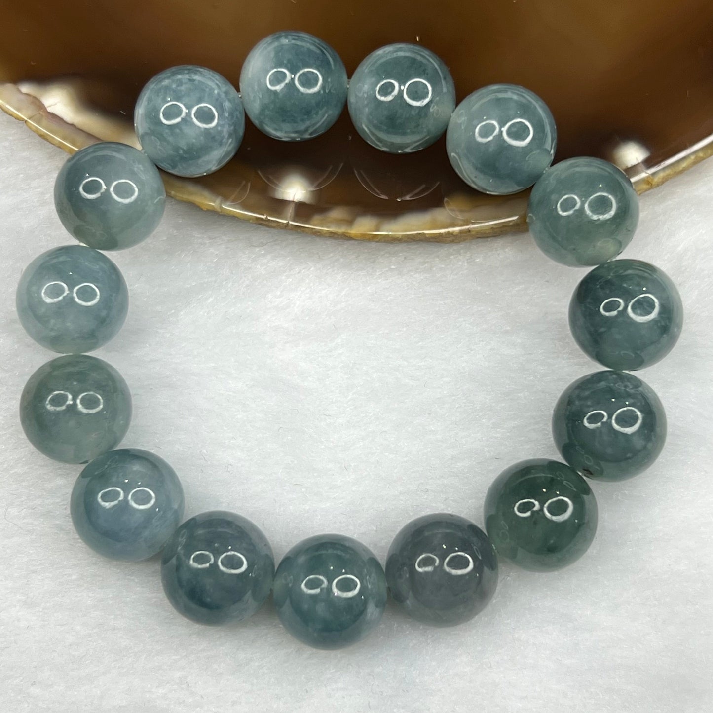 Rare Type A Jadeite Sky Blue Jadeite Bracelet 64.77g 13.6mm 15 Beads