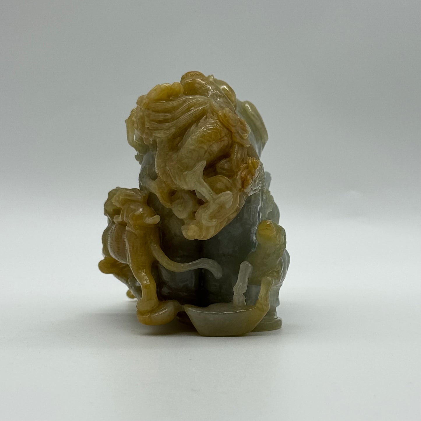 Rare Antique Natural 12 Zodiac 3 colour Jade Jadeite 729.0g 126.5 by 68.5 by 83.9mm