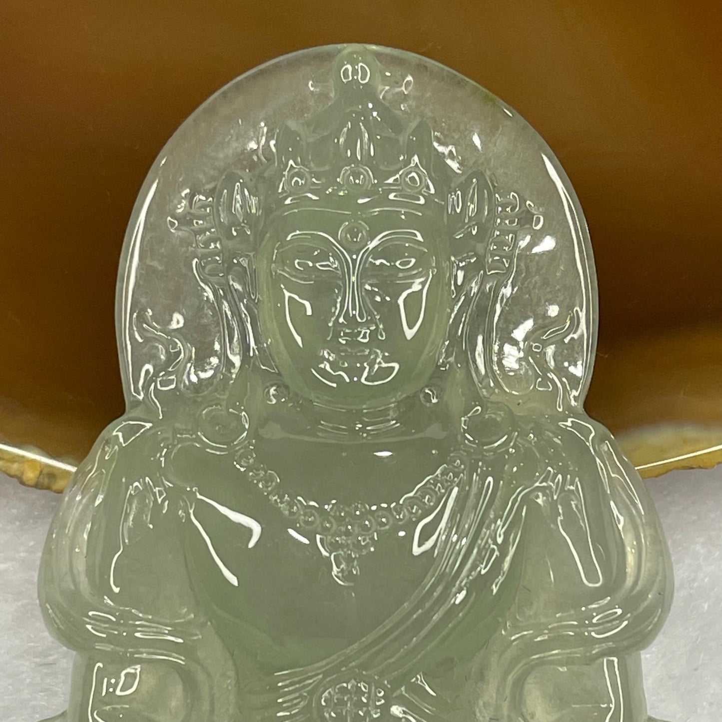 HIGH QUALITY Type A High Icy Green Tibetan Bodhisattva Jade Jadeite Pendant 27.05g 63.5 by 39.7 by 6.3m