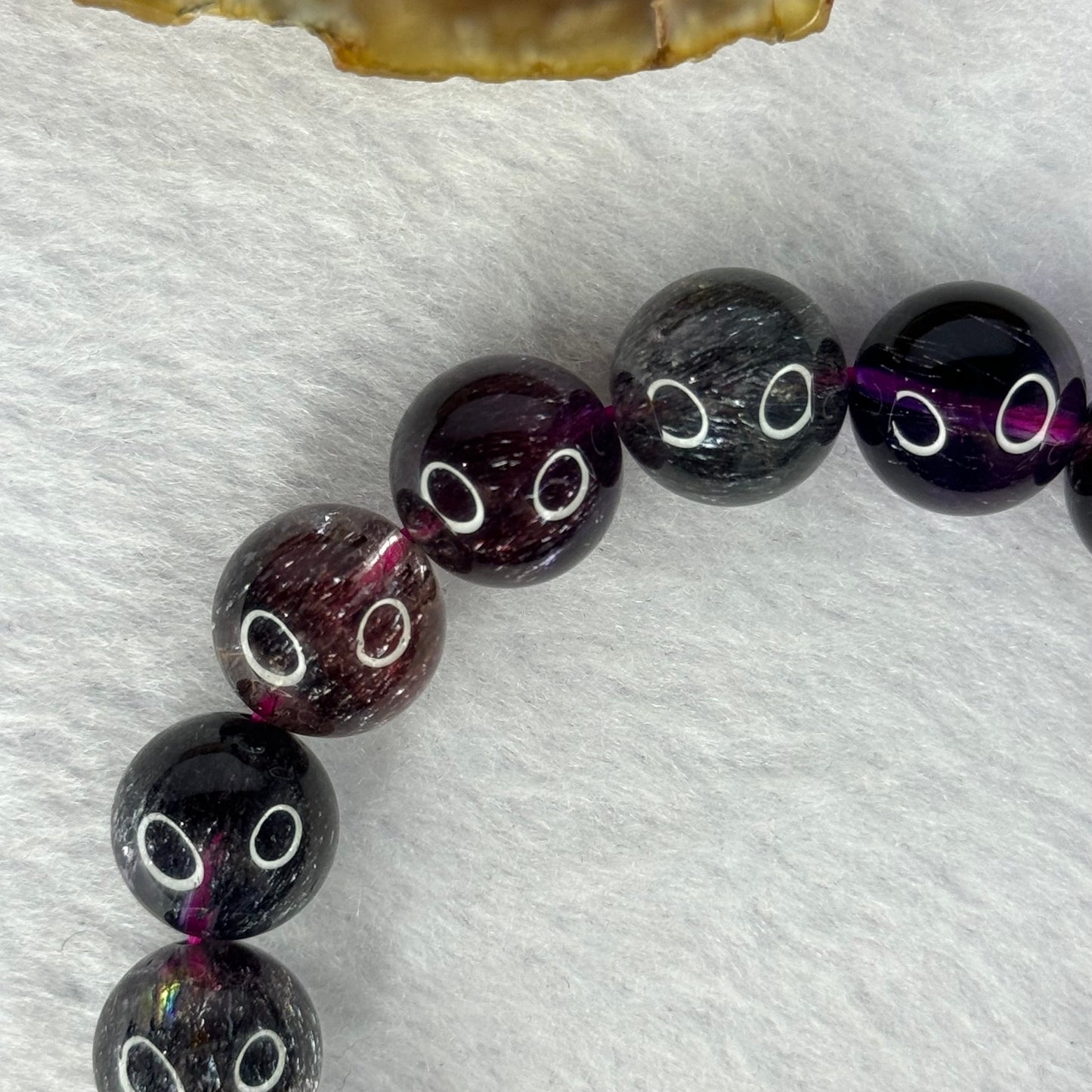 Super Rare Triple Excellence Grade Natural Transparent Dark Blackcurrant Super 7 Beads Bracelet 超级罕见三重卓越级透明深天然黑加仑超级七珠手链 43.49g 18cm 12.5mm 17 Beads