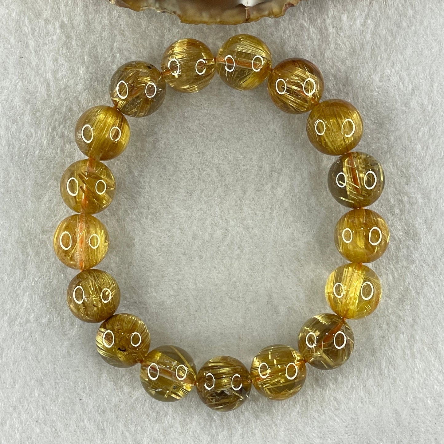 Very Very High Quality Golden Rutilated Quartz Beads Bracelet 51.01g 17.5cm 13.0mm 17Beads