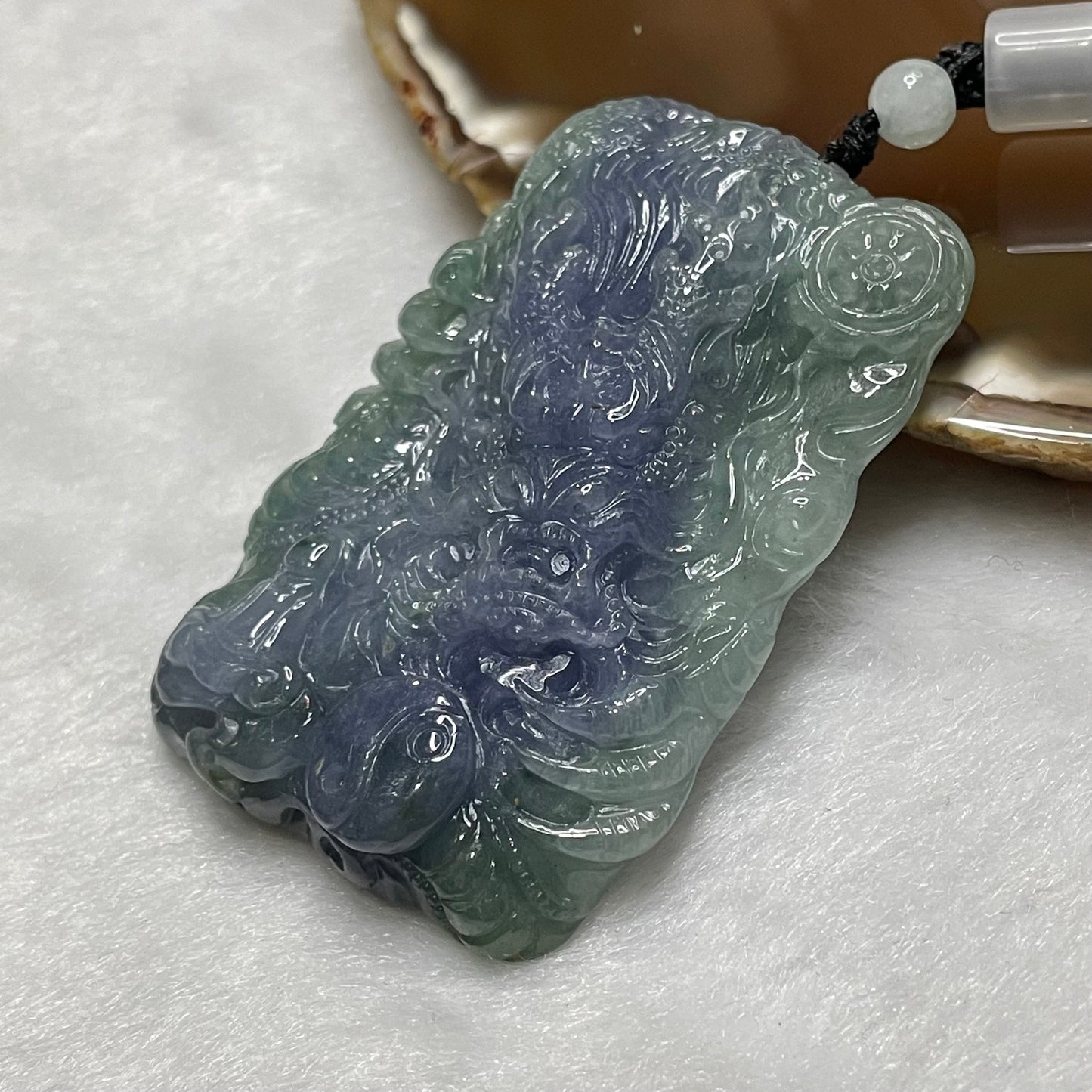 Rare Type A Intense Lavender & Green Jade Jadeite Dragon 50.78g 59.0 by 40.4 by 10.0mm