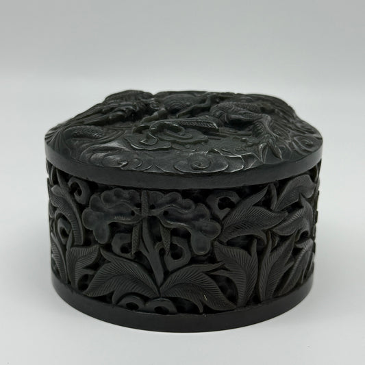 Antique Dark Green Nephrite Double Dragons in Clouds with Flowers and Leaves Seal 1,625.5g 108.2 by 107.6 by 71.6mm