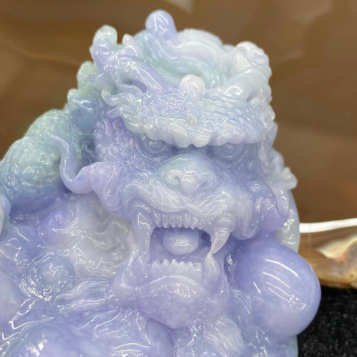 Rare High End Type A Burmese Lavender Jade Jadeite Dragon - 124.67g 78.8 by 50.3 by 24.8mm