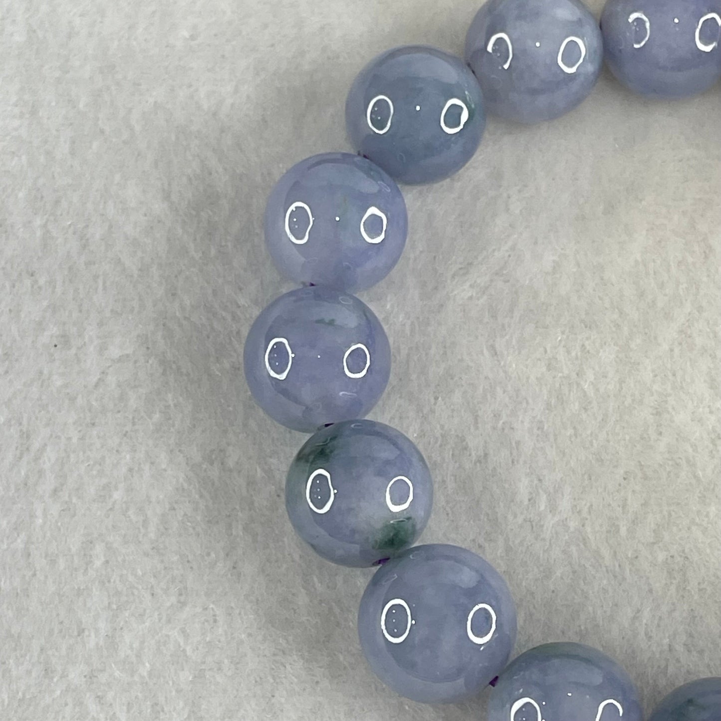 Rare High End Type A Myanmar Burmese Intense Deep Lavender Jade Jadeite Bracelet with NGI Cert - 63.76g 13.6mm/bead 16 beads