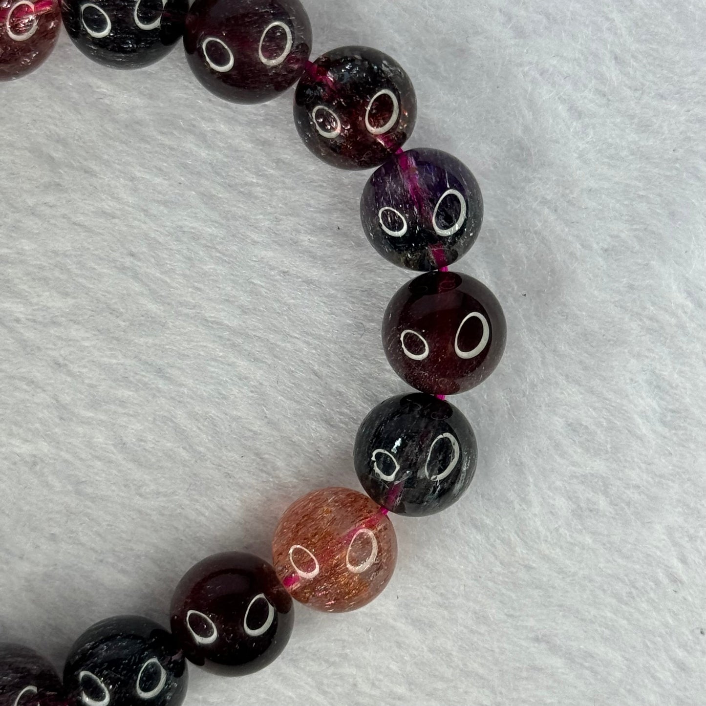 Super Rare Triple Excellence Grade Natural Transparent Dark Blackcurrant Super 7 Beads Bracelet 超级罕见三重卓越级透明深天然黑加仑超级七珠手链 40.12g 18cm 11.9mm 18 Beads