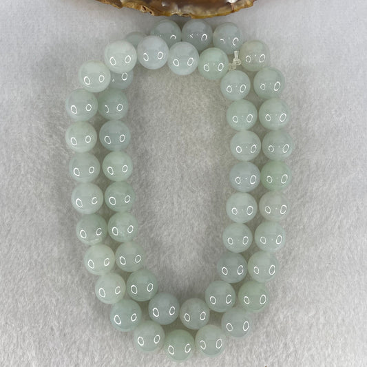 Type A Light Green Lavender Jadeite Beads Necklace 160.48g 56cm 12.6mm 48 Beads
