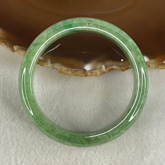 Rare Type A Full Spicy Green Jadeite Bangle 55.95g Inner Diameter 55.2mm 13.5 by 7.8mm (Slight Internal Lines)