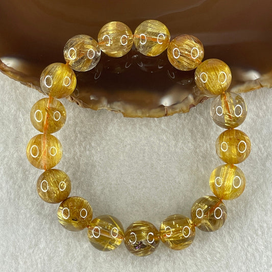 Very Very High Quality Golden Rutilated Quartz Beads Bracelet 51.01g 17.5cm 13.0mm 17Beads