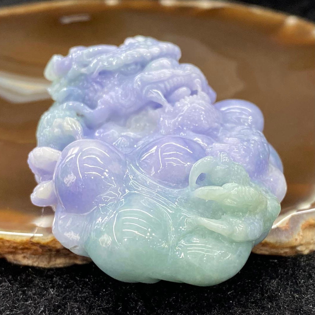 Rare High End Type A Burmese Lavender Jade Jadeite Dragon - 124.67g 78.8 by 50.3 by 24.8mm