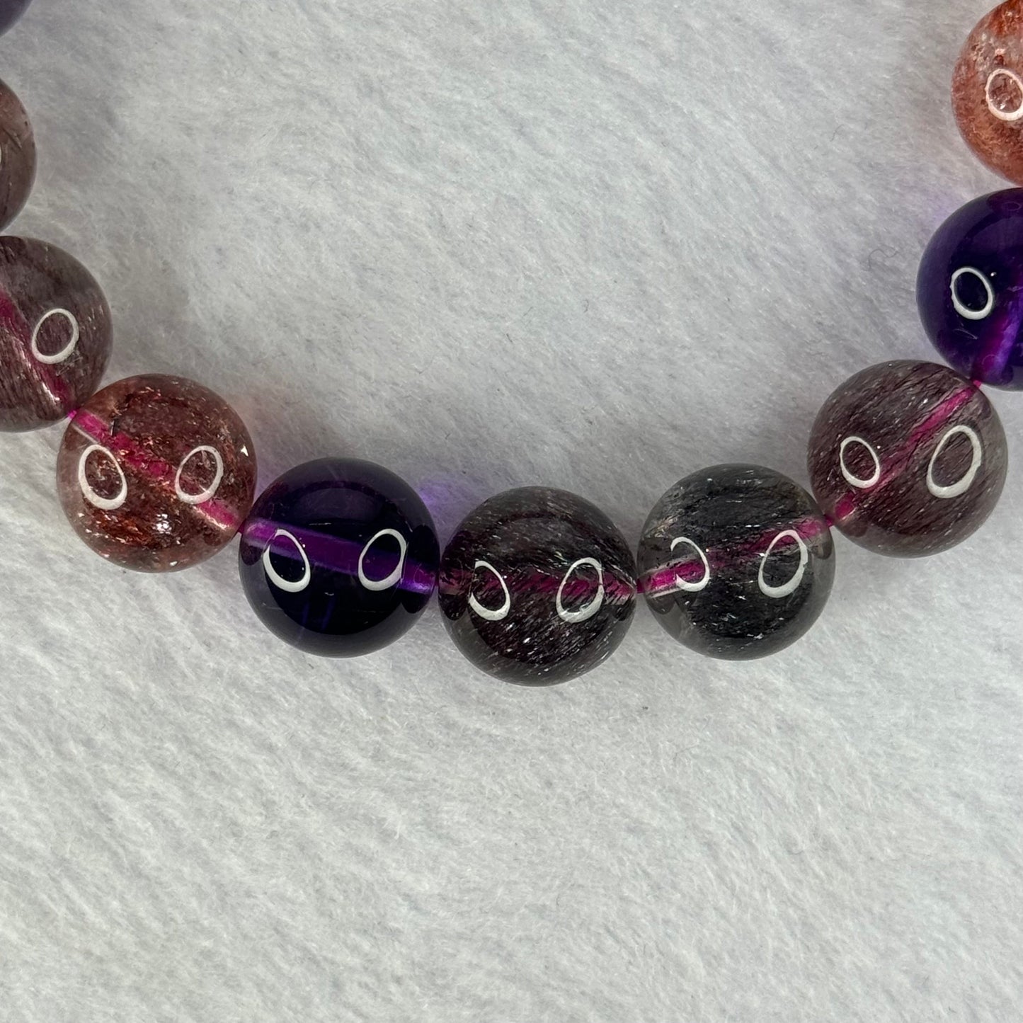 Superior Grade Natural Transparent Blackcurrant Super 7 Beads Bracelet 特级透明天然黑加仑超级七珠手链 43.28g 18cm 12.3mm 17 Beads