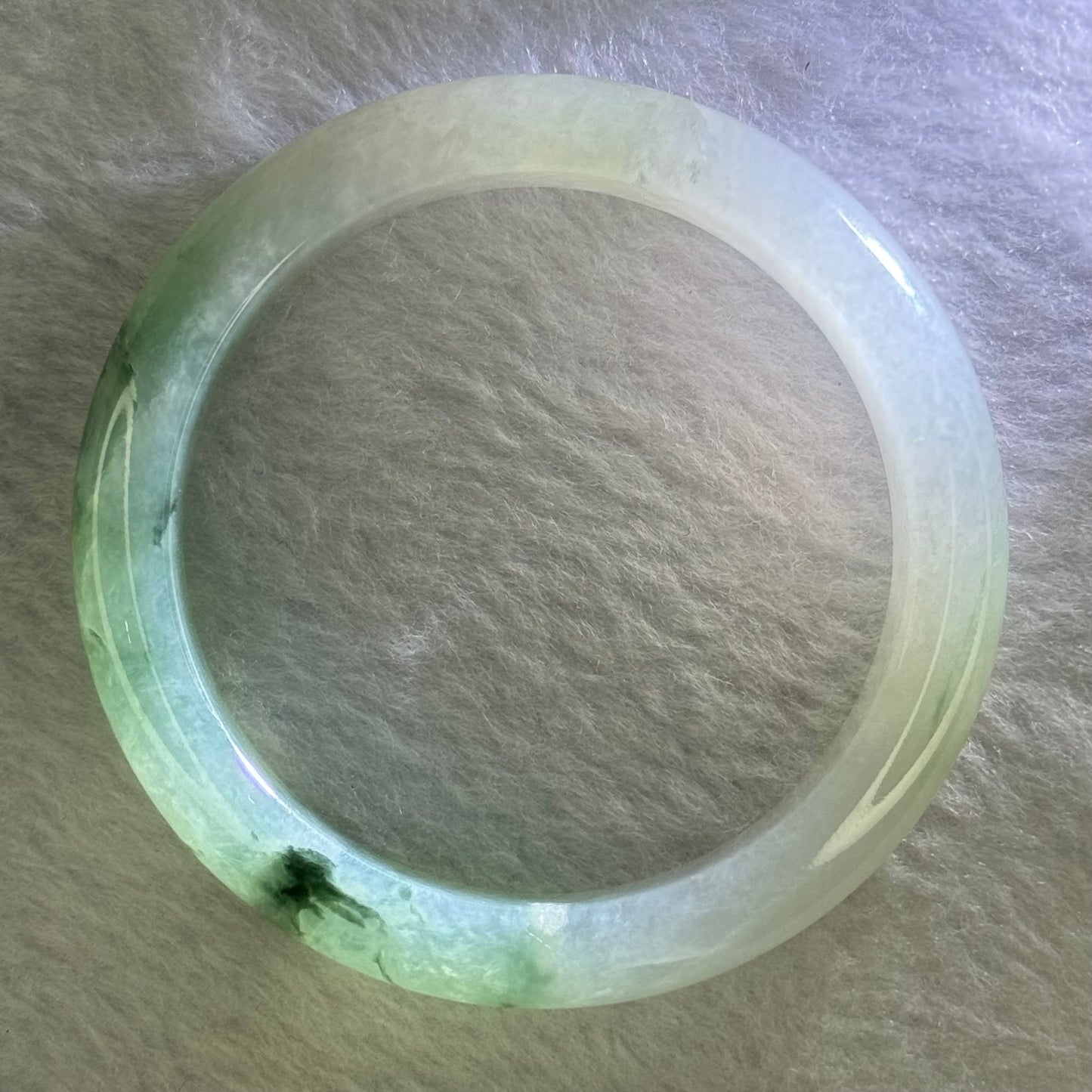 Type A Semi ICY Jelly Green Piao Hua with Lavender and Yellow Jadeite Bangle 49.99g Internal Diameter 53.25mm 11.9 by 8.14mm With SGA Singapore Gemology Authority Cert No 22W54214 (Internal Line)