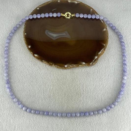 High Grade Type A Full Intense Lavender Jadeite Beads Necklace 73.38g 64cm 7.9mm 88 Beads