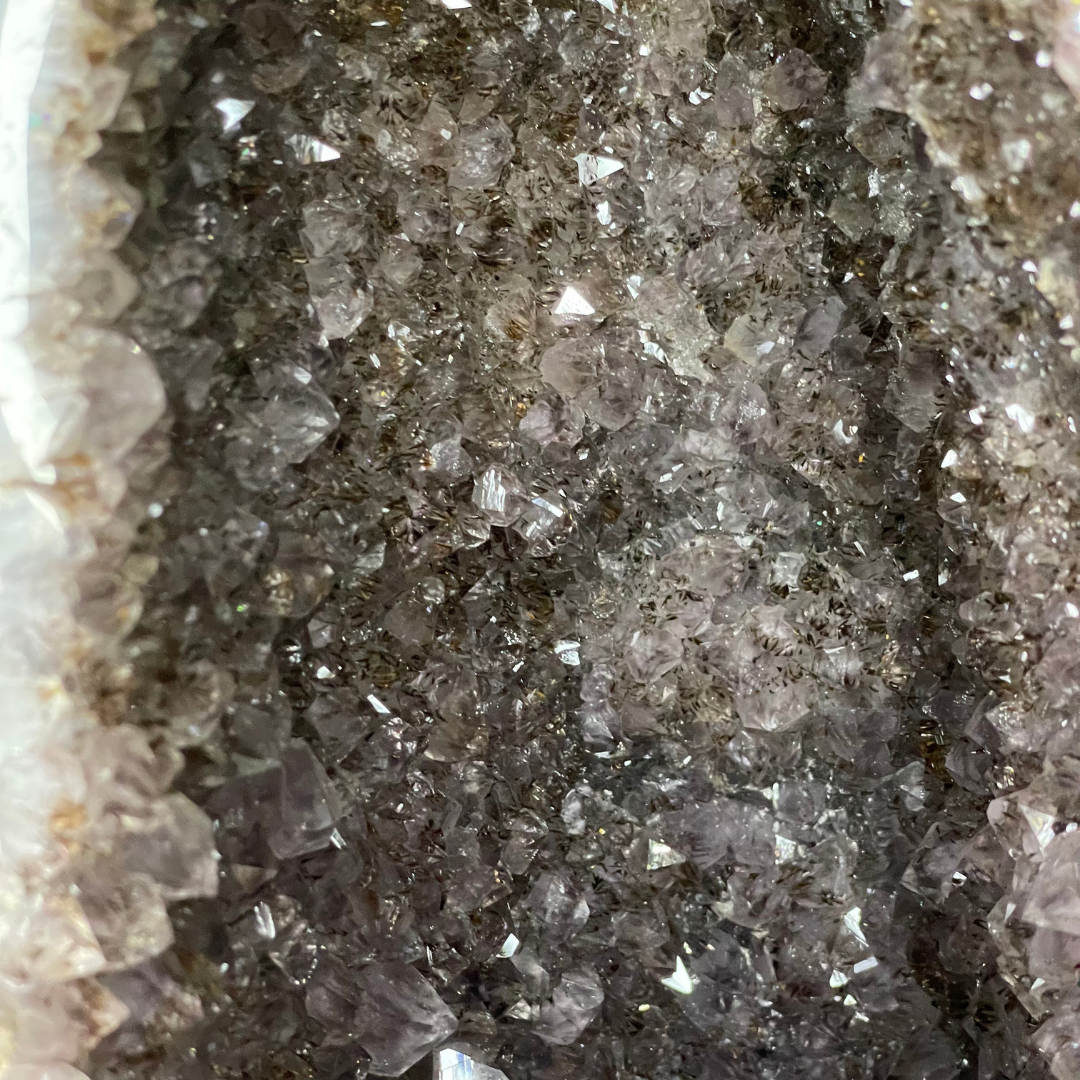 Special RARE Natural Amethyst with Rutile and Large High Quality Clear Quartz Display Wooden Stand - 42.7kg 790 by 250 by 300mm