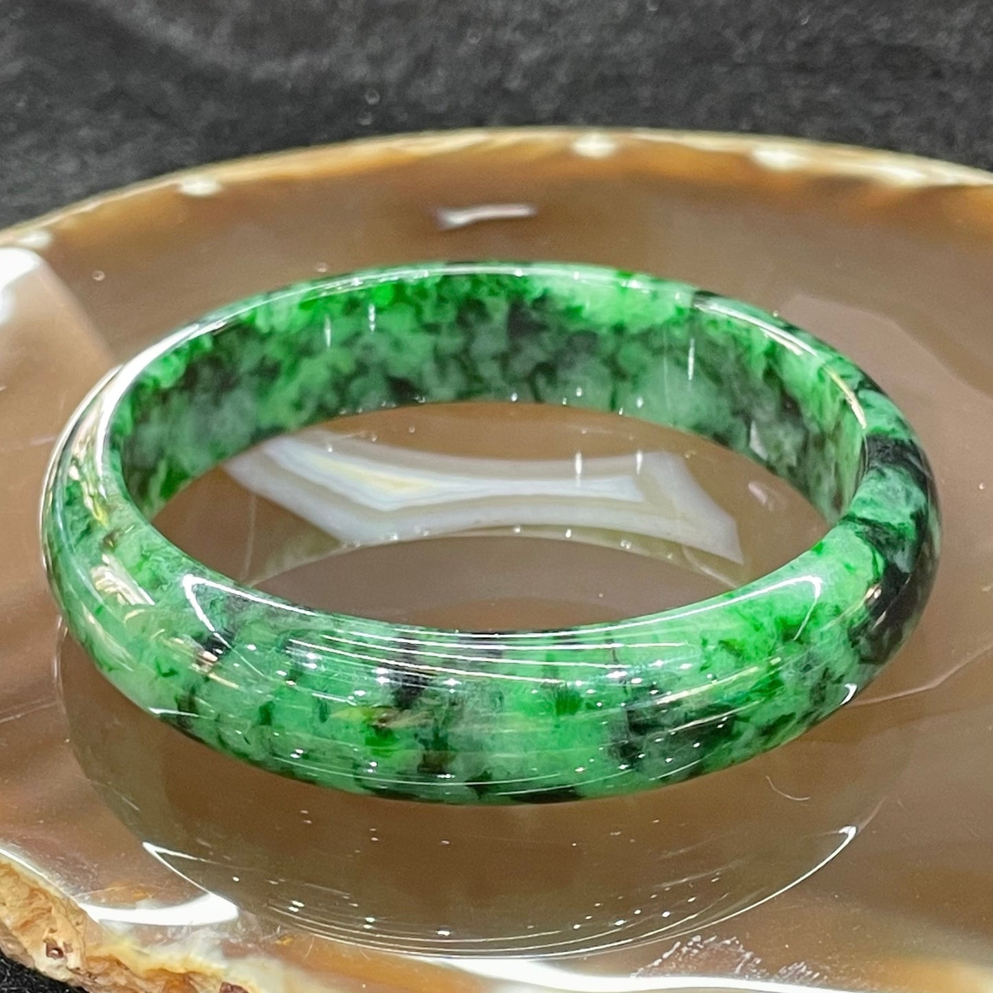 Type A Burmese Jade Jadeite Intense Green Bangle - 46.92g inner Diameter 57.2mm thickness 13.4mm
