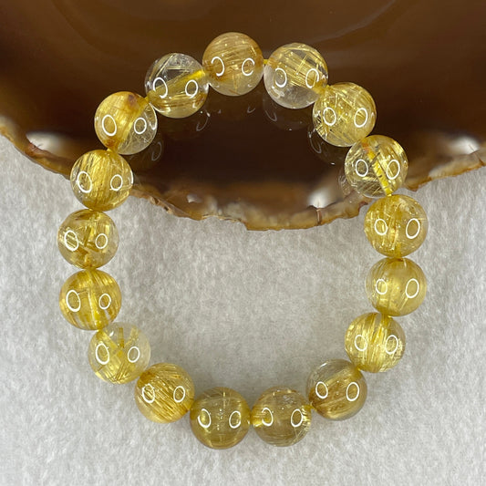 High Quality Golden Rutilated Quartz Beads Bracelet 47.61g 17cm 12.9mm 17Beads