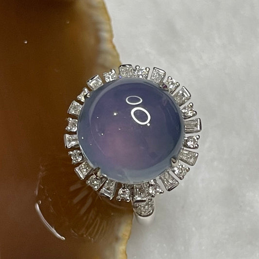 RARE Type A Semi Icy Lavender Jade Jadeite Ring 18k white gold & diamonds 4.84g Dimensions of jade: 11.6 by 11.6 by 4.2mm US 6.25 HK 14 with NGI cert