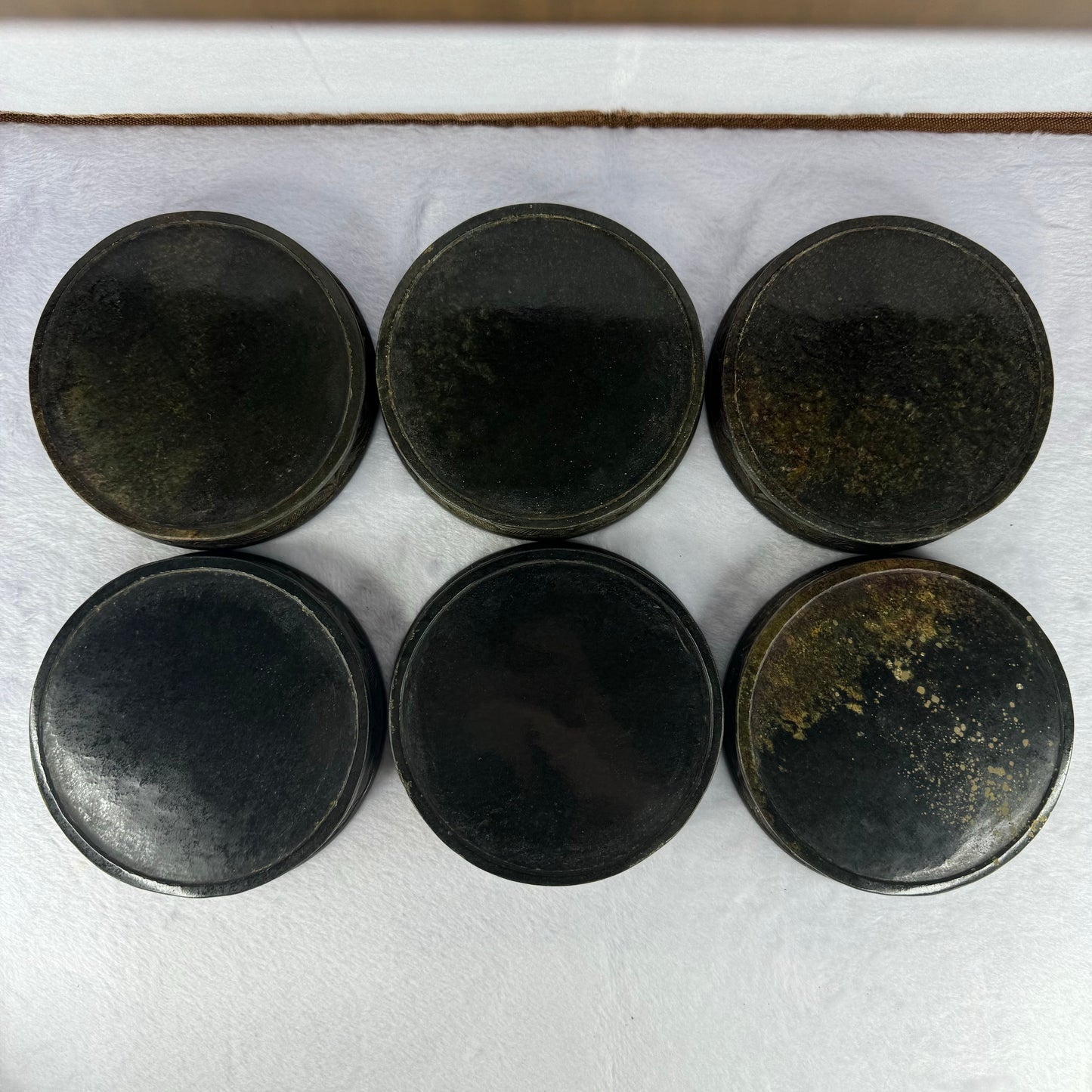 Super Rare Natural Nephrite Seal Set of 6 Double Dragons Seal with Flowers total weight 12,245.5g each about 2,060.7g 108.1 by 108.1 by 83.8mm
