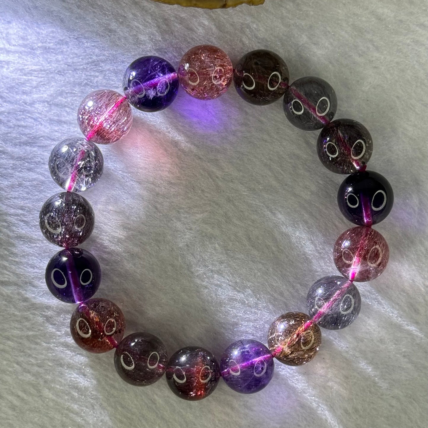 Superior Grade Natural Transparent Blackcurrant Super 7 Beads Bracelet 特级透明天然黑加仑超级七珠手链 43.28g 18cm 12.3mm 17 Beads
