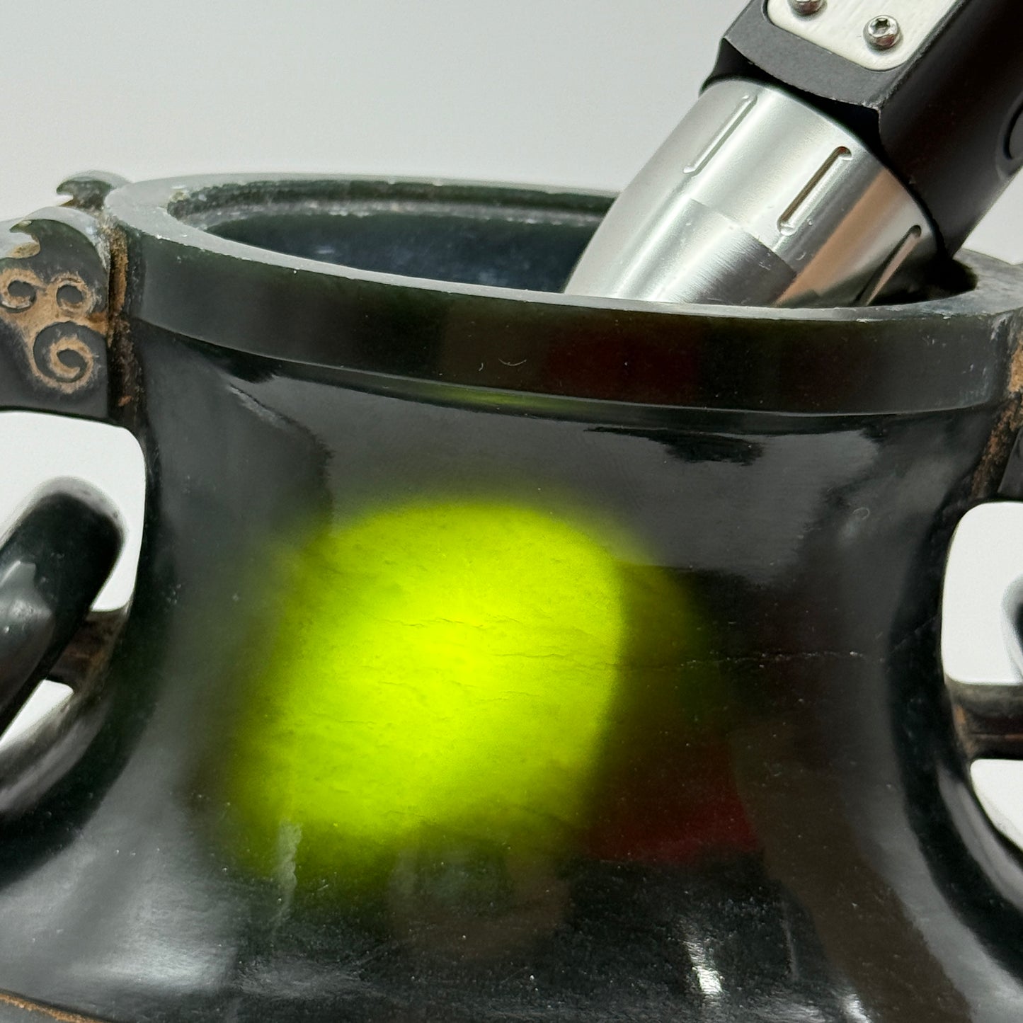 Rare Antique Natural Dark Green Nephrite Dragon Phoenix Bird Vase 2,047.6g 145.0 by 90.0 by 360.0mm