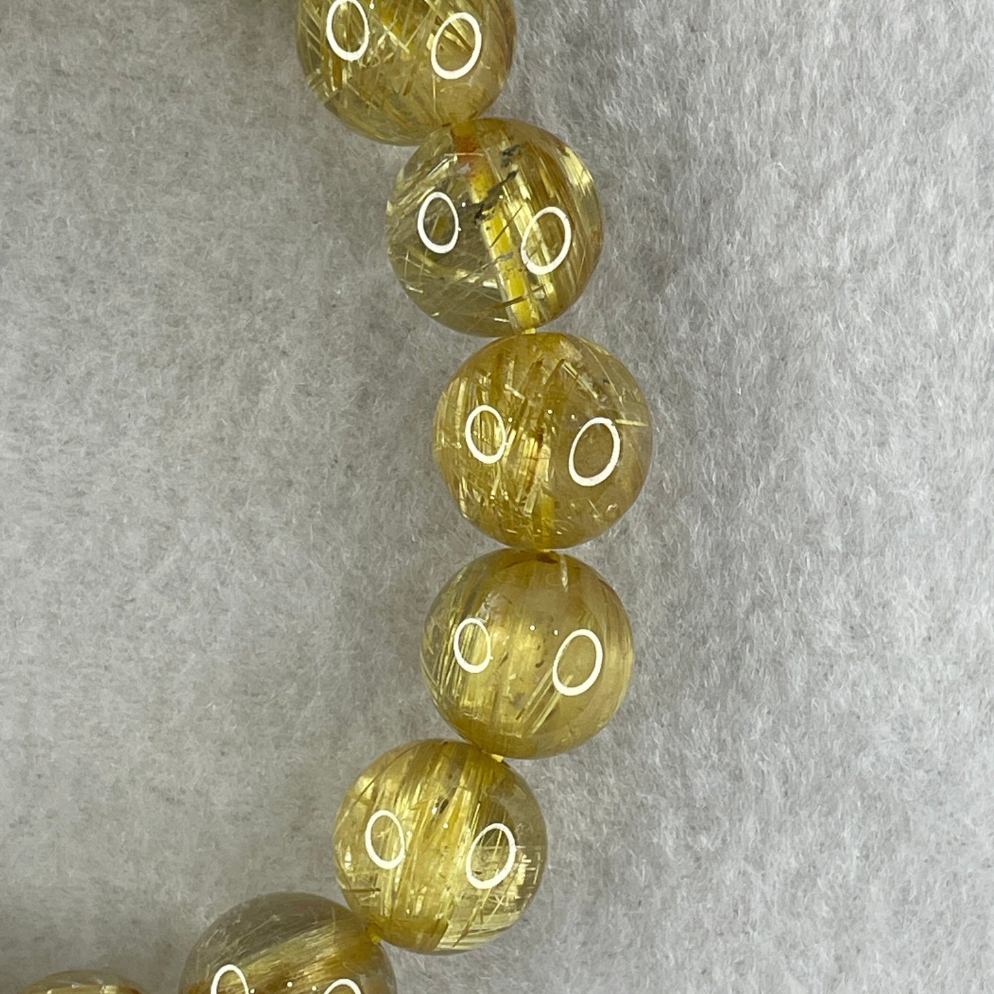 High Quality Golden Rutilated Quartz Beads Bracelet 47.61g 17cm 12.9mm 17Beads