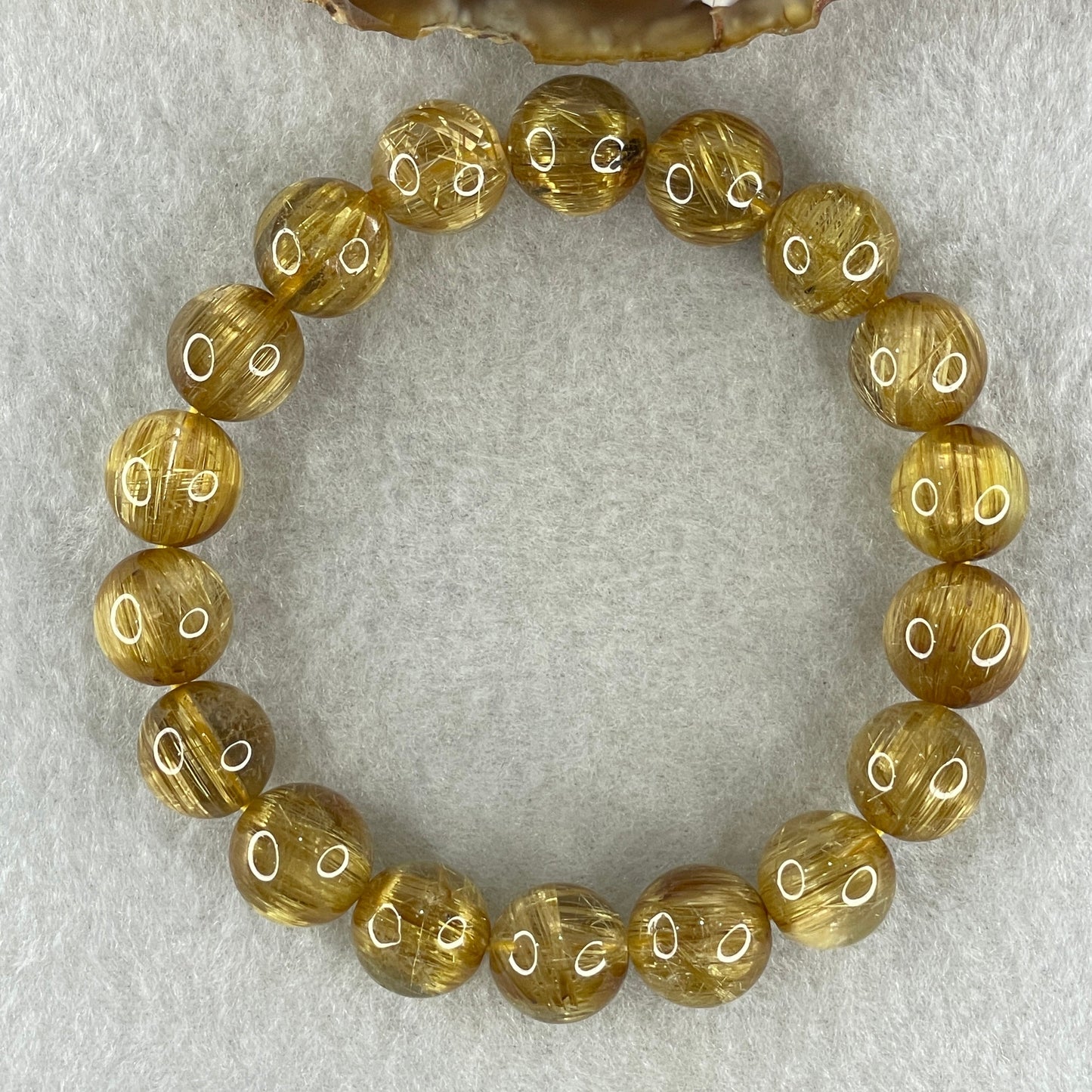 Very Very High Quality Golden Rutilated Quartz Beads Bracelet 39.73g 17cm 12.0mm 18 Beads