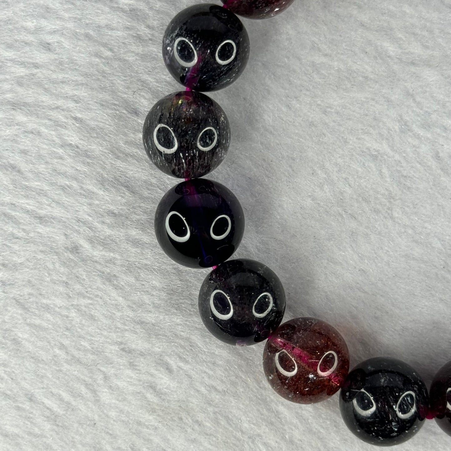 Super Rare Triple Excellence Grade Natural Transparent Dark Blackcurrant Super 7 Beads Bracelet 超级罕见三重卓越级透明深天然黑加仑超级七珠手链 43.49g 18cm 12.5mm 17 Beads
