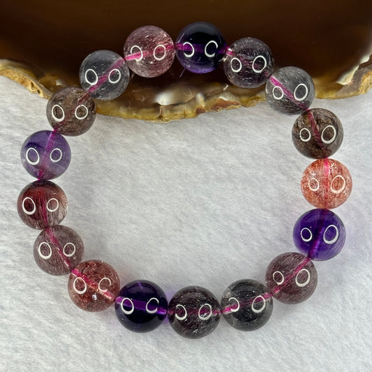 Superior Grade Natural Transparent Blackcurrant Super 7 Beads Bracelet 特级透明天然黑加仑超级七珠手链 43.28g 18cm 12.3mm 17 Beads