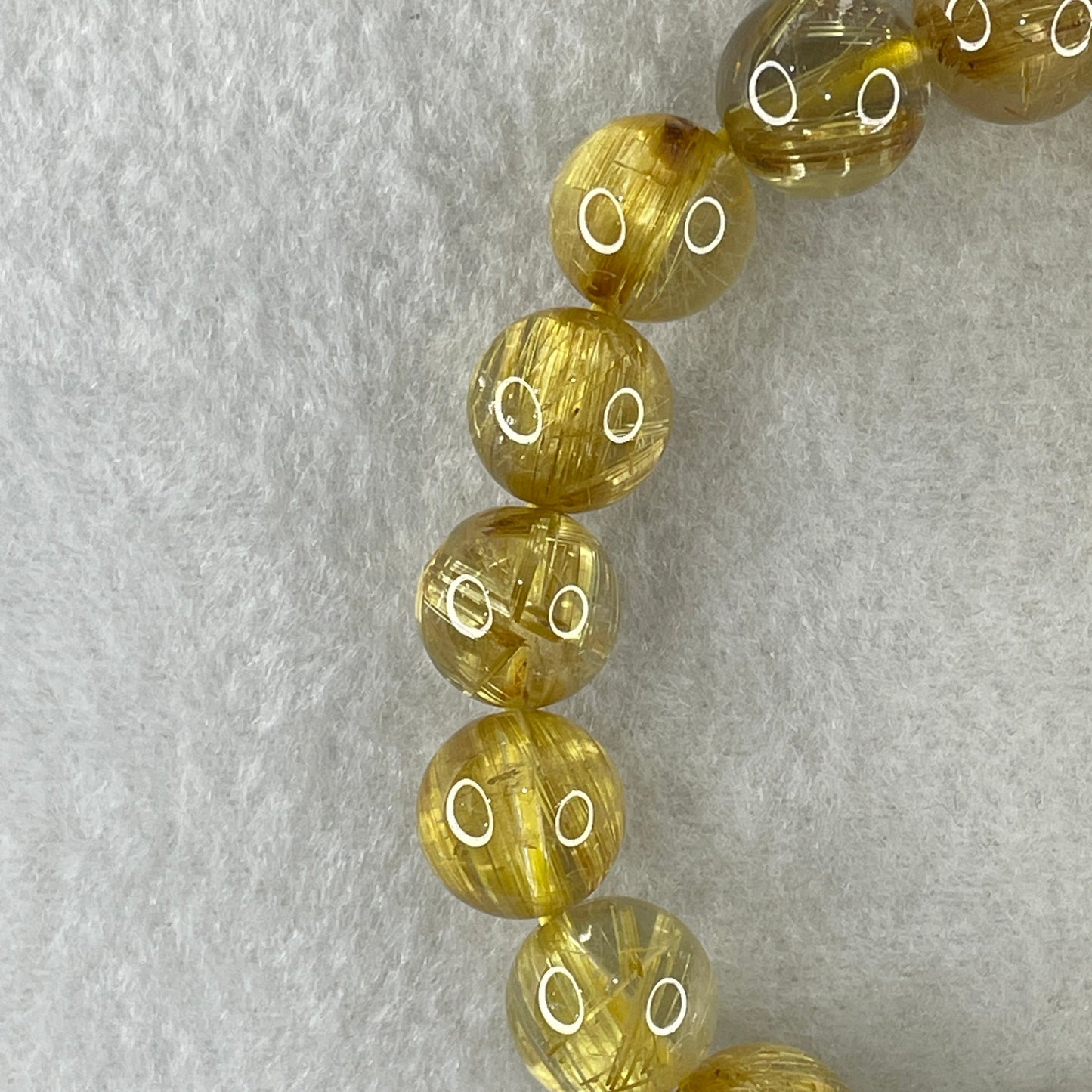 High Quality Golden Rutilated Quartz Beads Bracelet 47.61g 17cm 12.9mm 17Beads