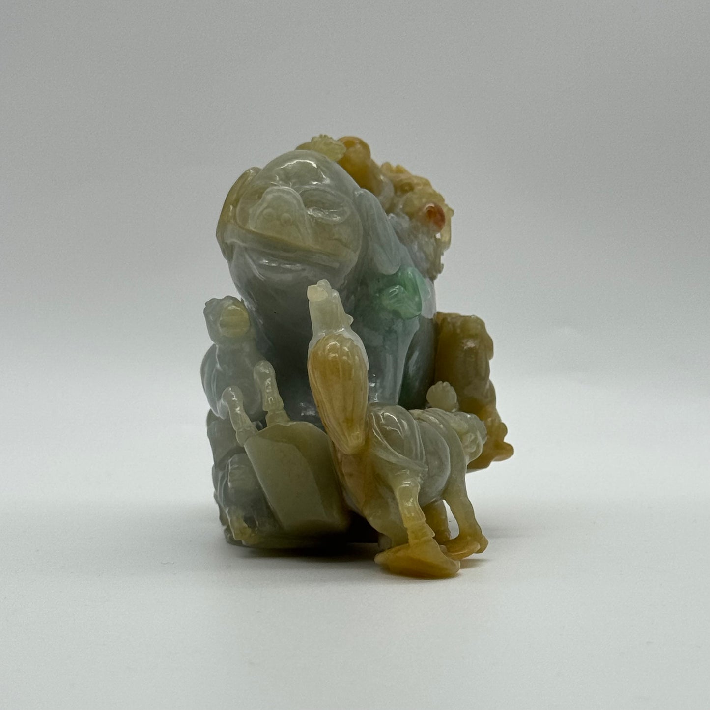 Rare Antique Natural 12 Zodiac 3 colour Jade Jadeite 729.0g 126.5 by 68.5 by 83.9mm