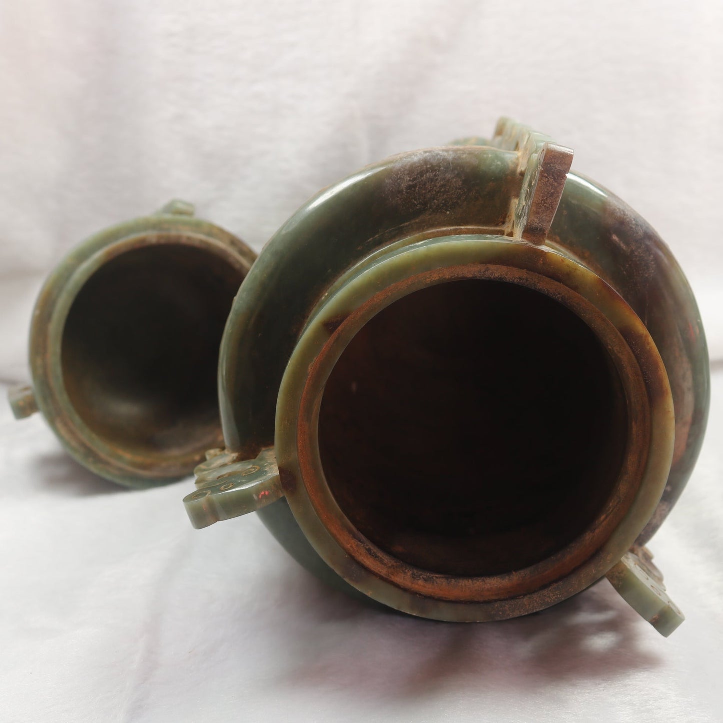 Rare Antique Natural Green with Brown Patches Nephrite Pixiu Vase 3,113.3g 148.0 by 160.0 by 335.0mm