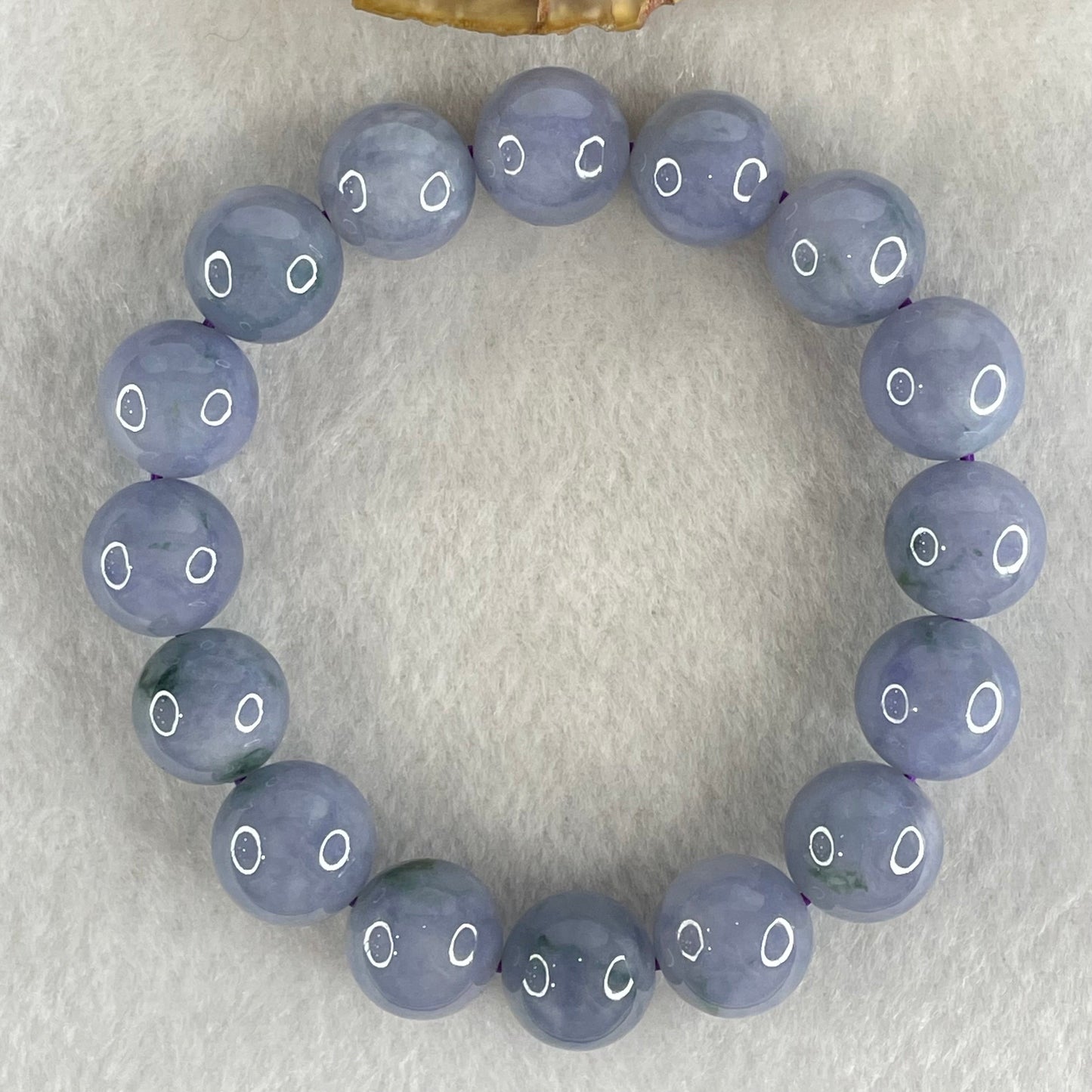 Rare High End Type A Myanmar Burmese Intense Deep Lavender Jade Jadeite Bracelet with NGI Cert - 63.76g 13.6mm/bead 16 beads