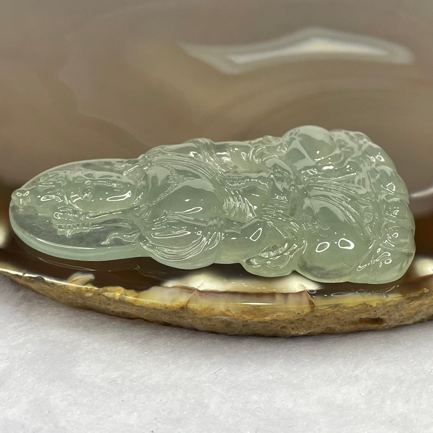 HIGH QUALITY Type A High Icy Green Tibetan Bodhisattva Jade Jadeite Pendant 27.05g 63.5 by 39.7 by 6.3m