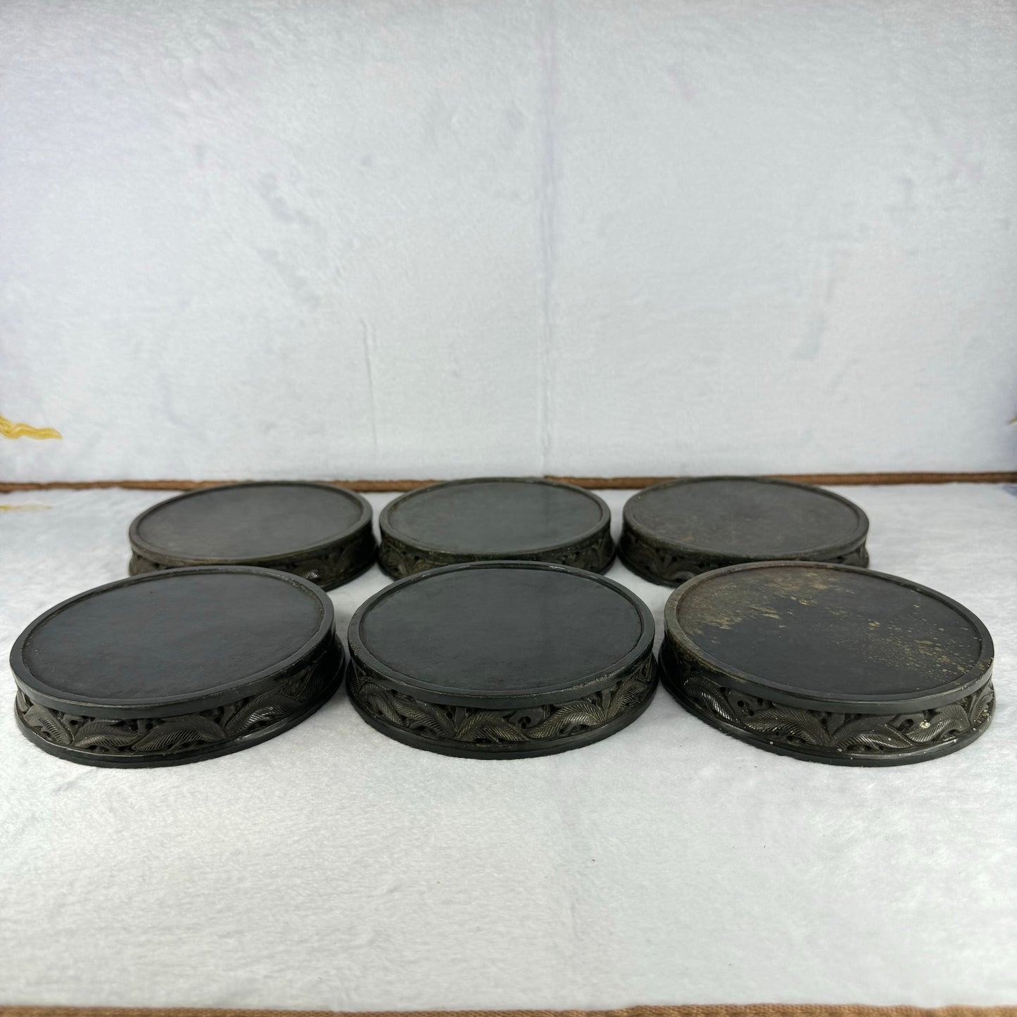 Super Rare Natural Nephrite Seal Set of 6 Double Dragons Seal with Flowers total weight 12,245.5g each about 2,060.7g 108.1 by 108.1 by 83.8mm