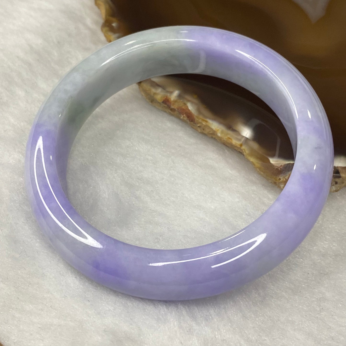 Rare Intense Bright Lavender Jadeite Bangle 80.62g Inner Dia 59.8mm 14.7 by 9.6mm
