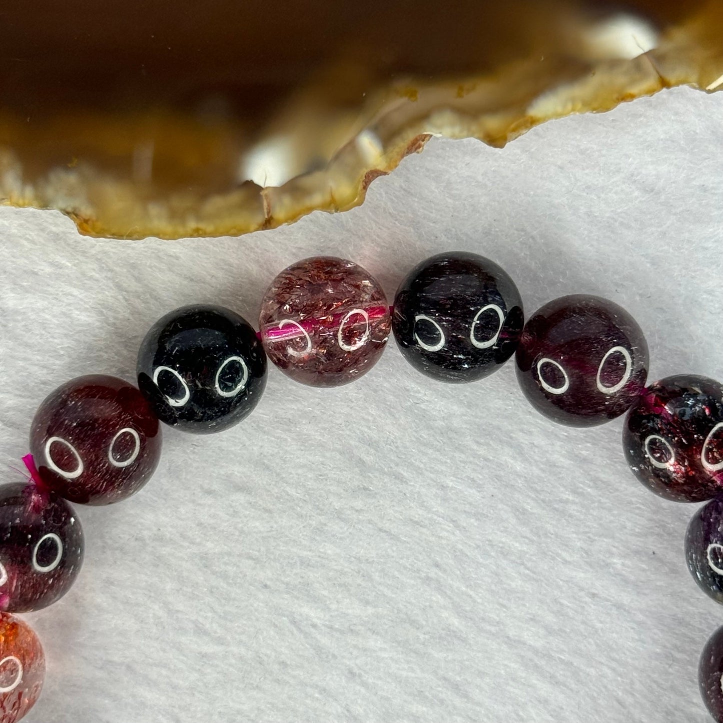 Super Rare Triple Excellence Grade Natural Transparent Dark Blackcurrant Super 7 Beads Bracelet 超级罕见三重卓越级透明深天然黑加仑超级七珠手链 40.12g 18cm 11.9mm 18 Beads