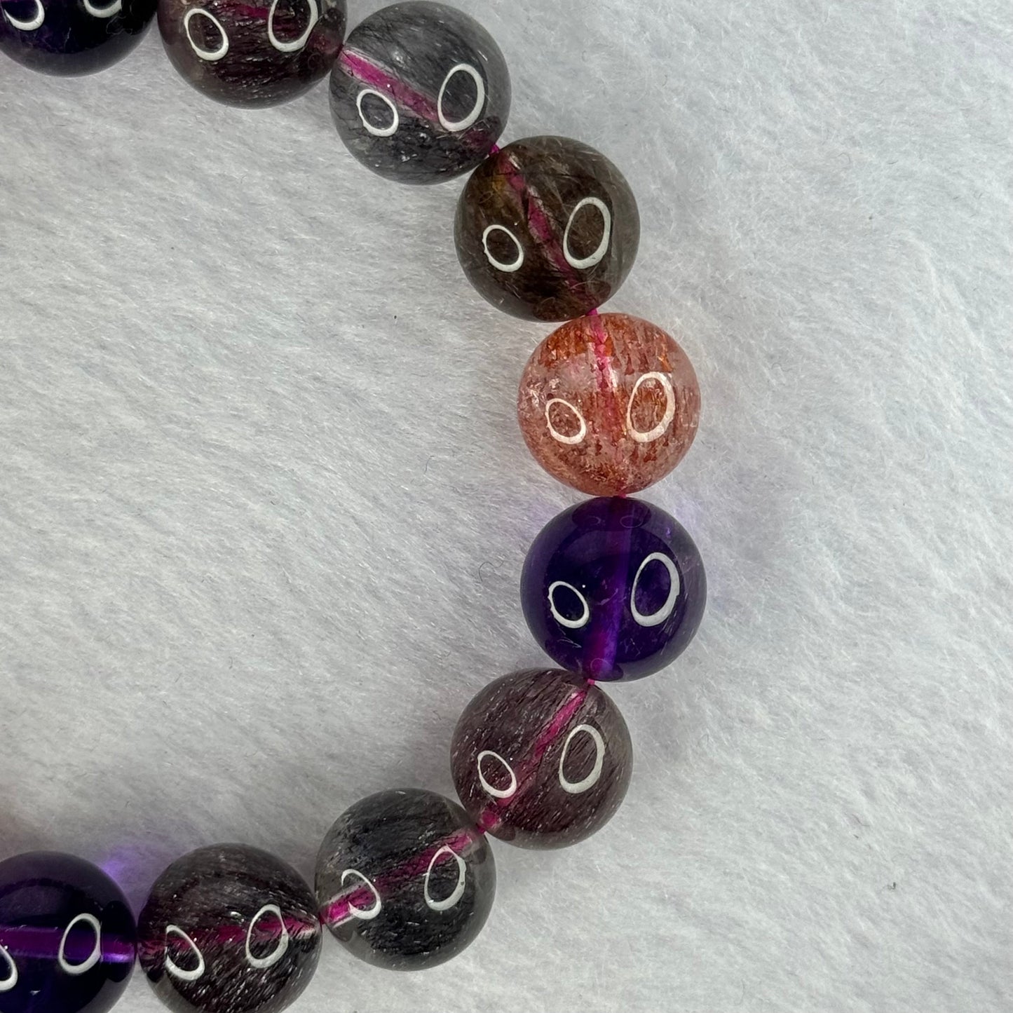 Superior Grade Natural Transparent Blackcurrant Super 7 Beads Bracelet 特级透明天然黑加仑超级七珠手链 43.28g 18cm 12.3mm 17 Beads