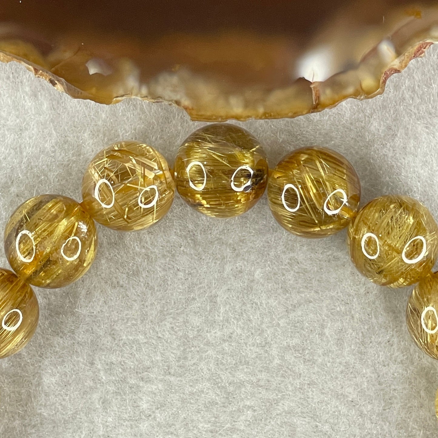 Very Very High Quality Golden Rutilated Quartz Beads Bracelet 39.73g 17cm 12.0mm 18 Beads