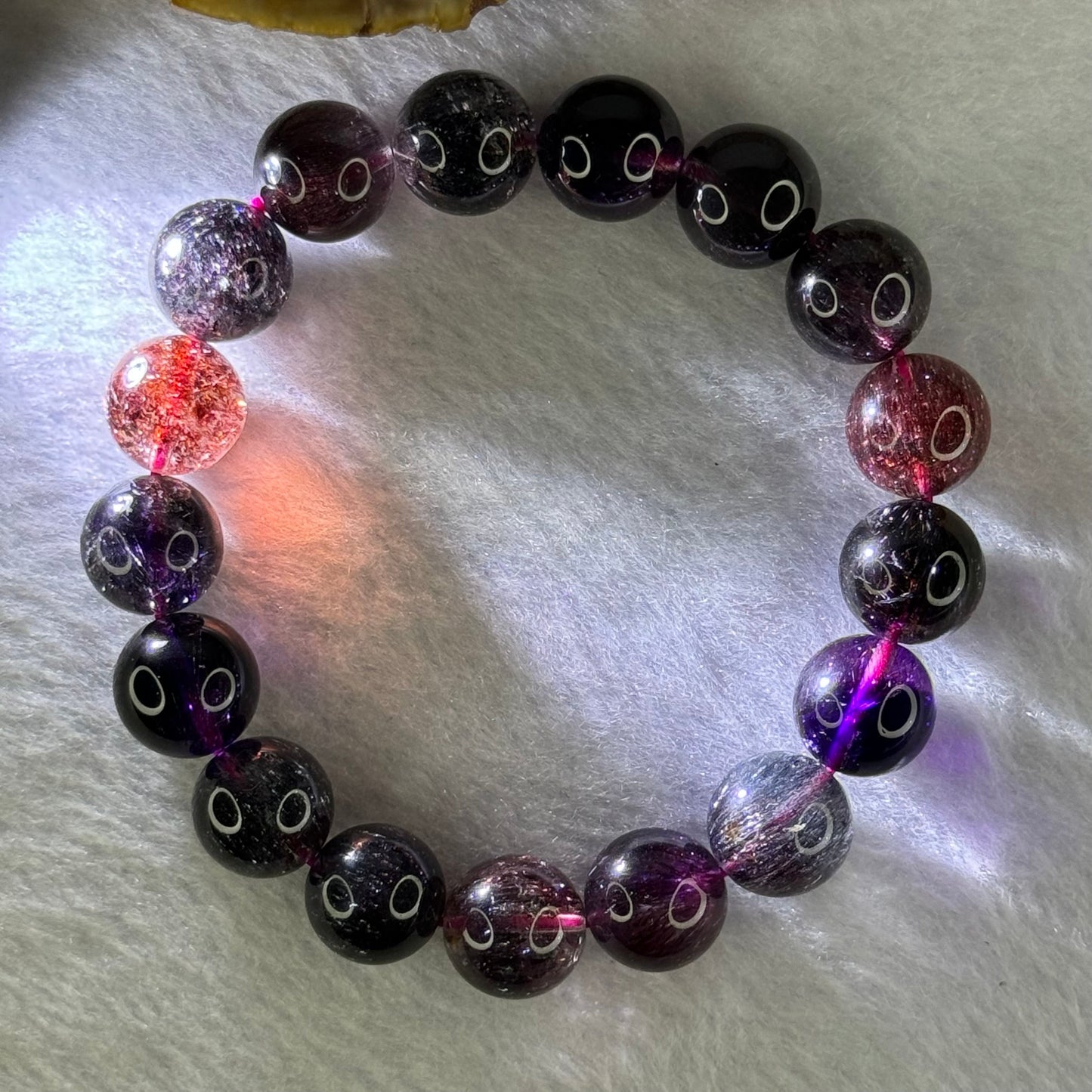 Super Rare Triple Excellence Grade Natural Transparent Dark Blackcurrant Super 7 Beads Bracelet 超级罕见三重卓越级透明深天然黑加仑超级七珠手链 43.49g 18cm 12.5mm 17 Beads