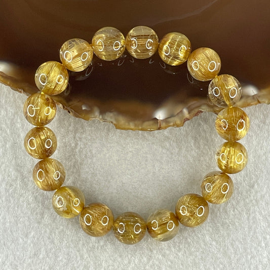 Very Very High Quality Golden Rutilated Quartz Beads Bracelet 39.73g 17cm 12.0mm 18 Beads