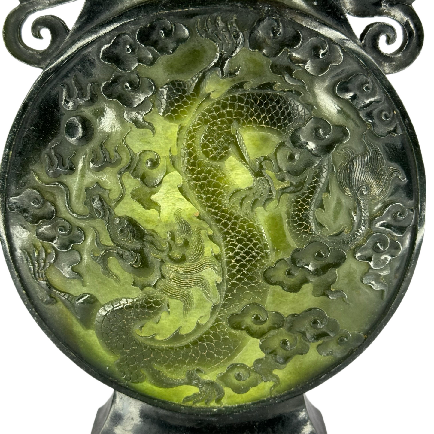 Rare Antique Highly Translucent Natural Nephrite Vase NGI Certified 131.60 & 630.97g 77.1 by 49.7 by 69.5 & 216.2 by 144.2 by 58.5mm
