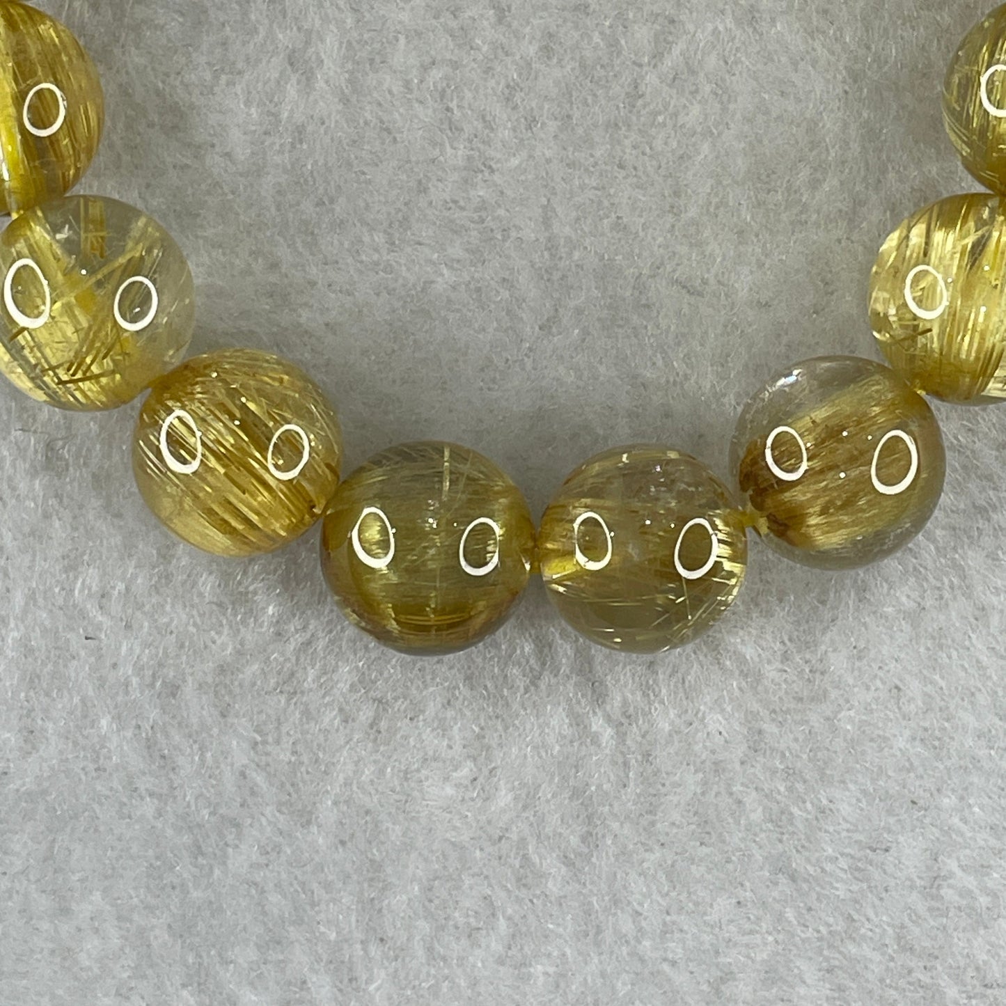 High Quality Golden Rutilated Quartz Beads Bracelet 47.61g 17cm 12.9mm 17Beads