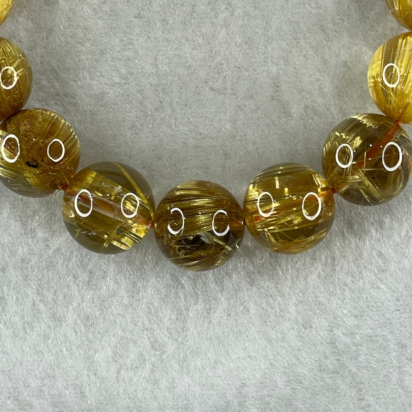 Very Very High Quality Golden Rutilated Quartz Beads Bracelet 51.01g 17.5cm 13.0mm 17Beads