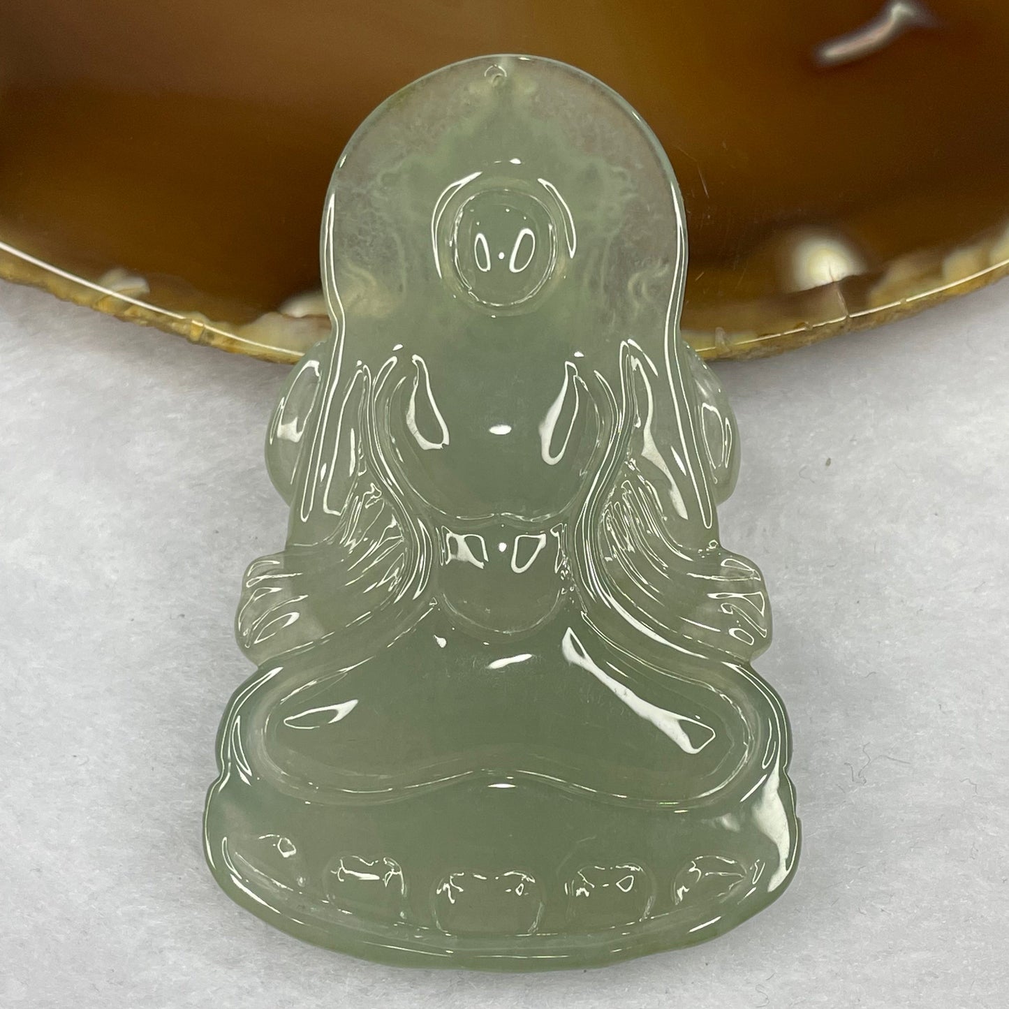 HIGH QUALITY Type A High Icy Green Tibetan Bodhisattva Jade Jadeite Pendant 27.05g 63.5 by 39.7 by 6.3m