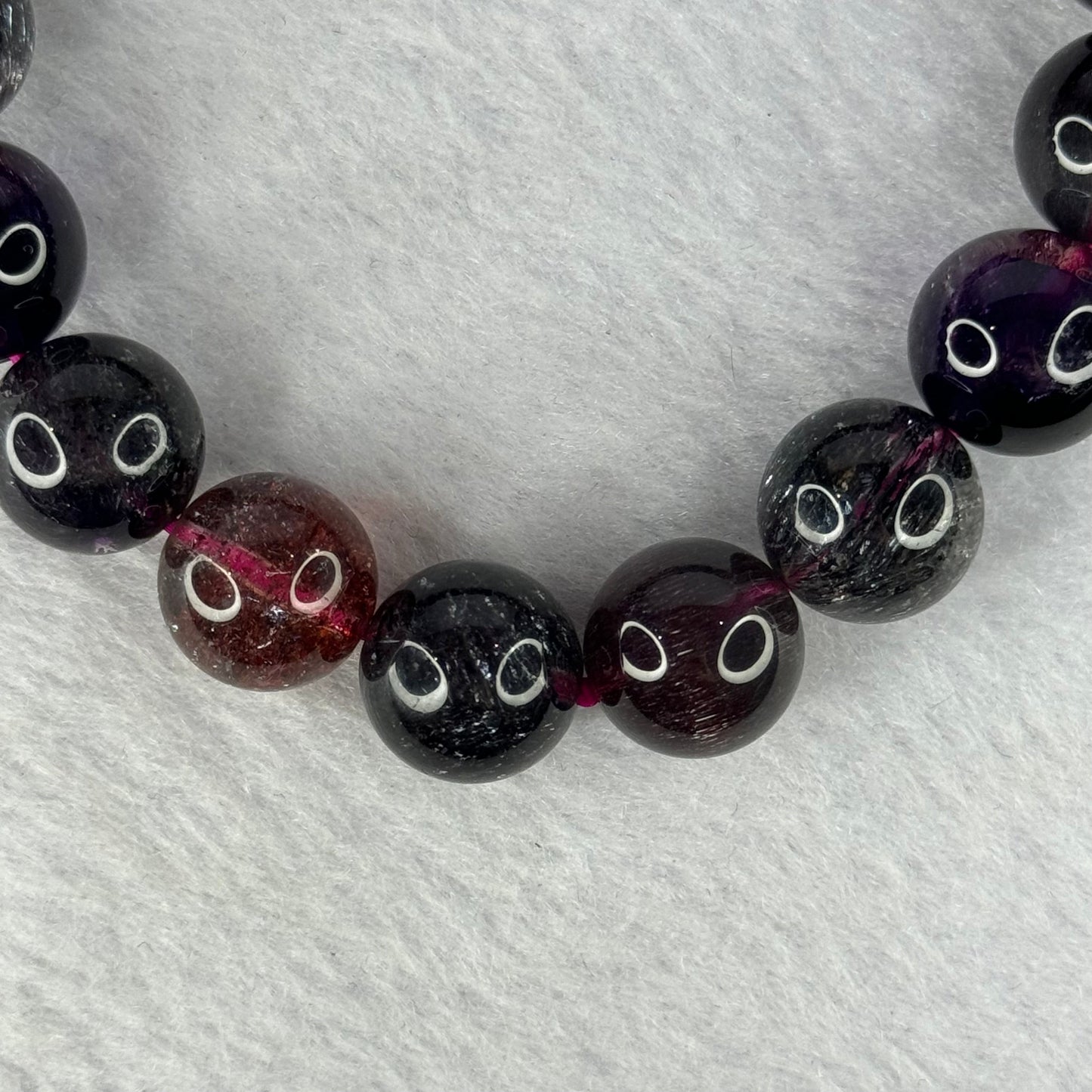 Super Rare Triple Excellence Grade Natural Transparent Dark Blackcurrant Super 7 Beads Bracelet 超级罕见三重卓越级透明深天然黑加仑超级七珠手链 43.49g 18cm 12.5mm 17 Beads