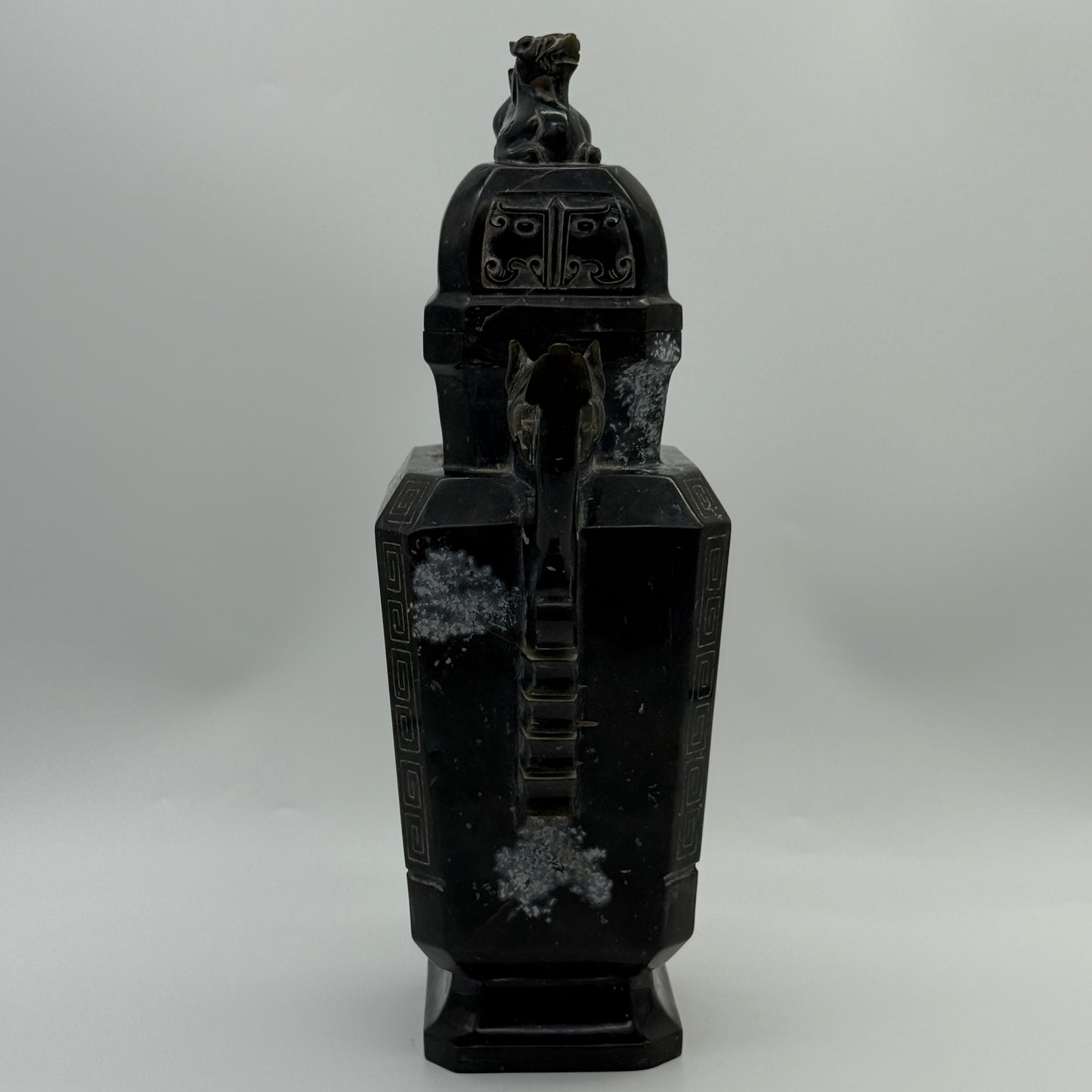 Rare Antique Natural Dark Green Nephrite Pixiu Vase 1,882.7g 170.0 by 100.0 by 280.0mm