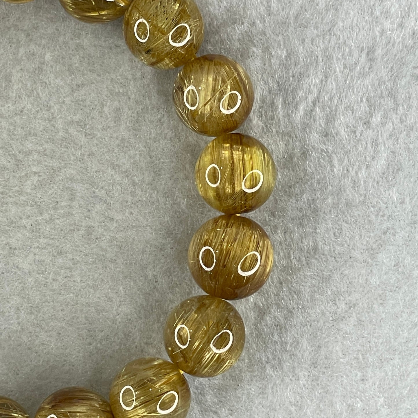 Very Very High Quality Golden Rutilated Quartz Beads Bracelet 39.73g 17cm 12.0mm 18 Beads