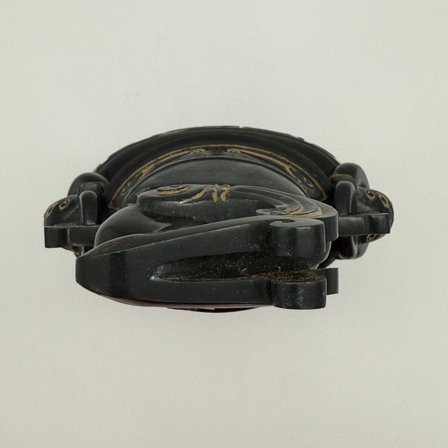 Rare Antique Natural Dark Green Nephrite Dragon Phoenix Bird Vase 2,047.6g 145.0 by 90.0 by 360.0mm