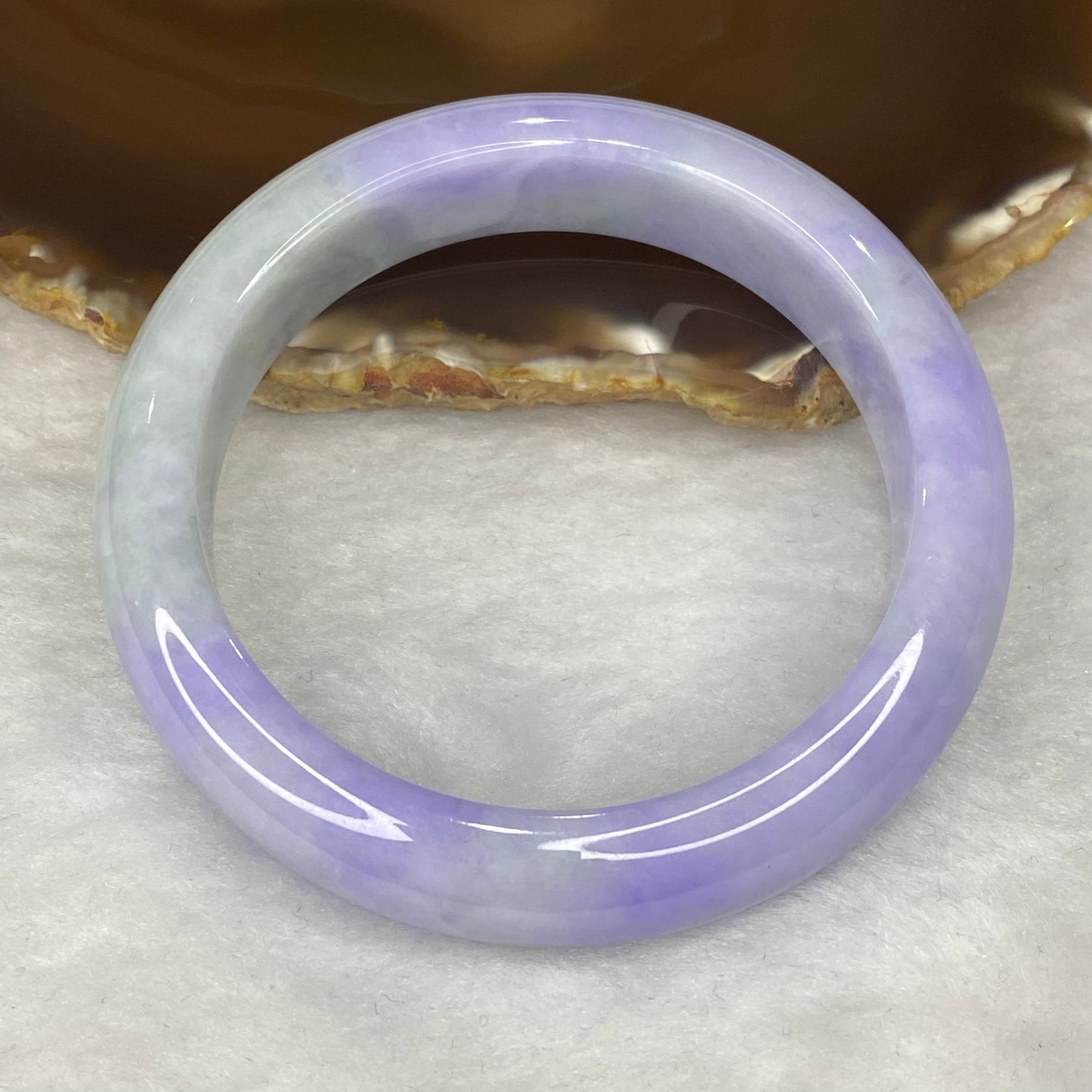 Rare Intense Bright Lavender Jadeite Bangle 80.62g Inner Dia 59.8mm 14.7 by 9.6mm