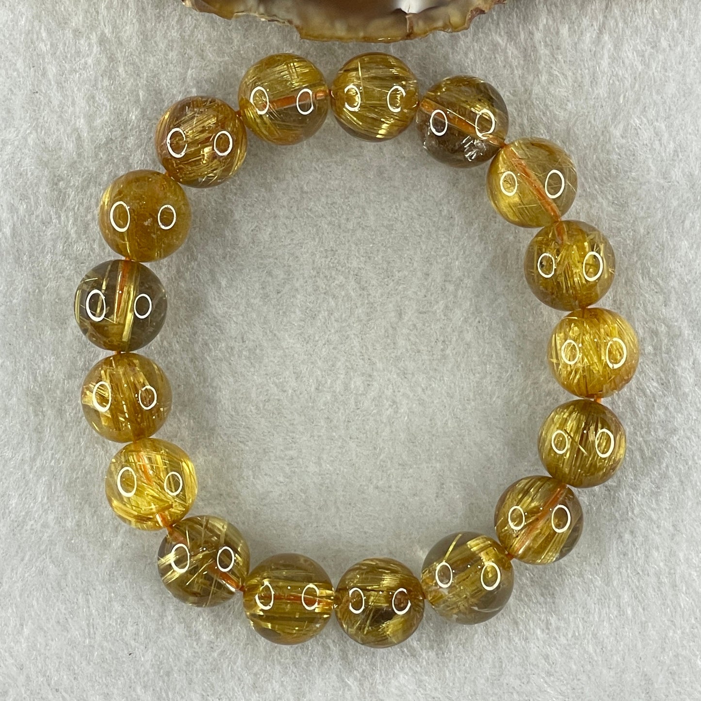 Very Very High Quality Golden Rutilated Quartz Beads Bracelet 51.01g 17.5cm 13.0mm 17Beads